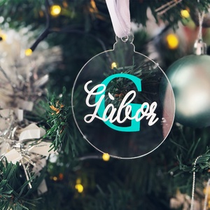 karácsonyi plexi dísz, karácsonyfa dísz, akril, egyedi felirattal - karácsony - karácsonyi lakásdekoráció - karácsonyfadíszek - Meska.hu