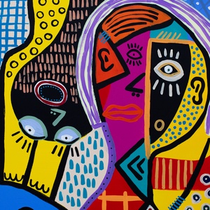 Partie de cartes chez Nana (Kártyaparti Nana-nál) - művészet - festmény - akril - Meska.hu