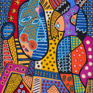 Szoba tükörrel szőnyeggel, Művészet, Festmény, Akril, Festészet, MESKA