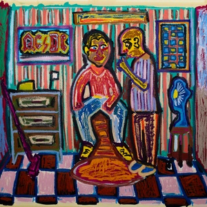 Joe at the barber�s, Művészet, Festmény, Akril, Festészet, MESKA