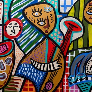 Mulatság - művészet - festmény - akril - Meska.hu