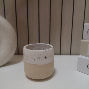 Fekete-beige terrazzo mintás ovális tálca és tároló pohár szett - otthon & életmód - dekoráció - asztal és polc dekoráció - dekorációs tál, tartó - Meska.hu