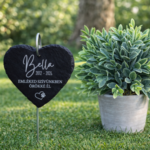 Egyedi névvel ellátott kisállat emléktábla kutyáknak, macskáknak és egyéb házi kedvenceknek, kis cölöppel leszúrható, Otthon & Életmód, Kisállatoknak, Kutyáknak, Kutya biléta, Gravírozás, pirográfia, MESKA