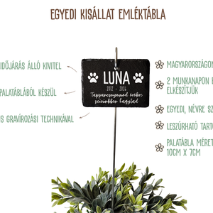 Egyedi névvel ellátott kisállat emléktábla kutyáknak, macskáknak és egyéb házi kedvenceknek, kis cölöppel leszúrható - otthon & életmód - vallás - temetkezési tárgy - sírdísz, kegyeleti dísz - Meska.hu