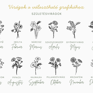 Születésvirágok - NEM MEGVÁSÁROLHATÓ - csak egy összeállítás - választható grafika vágódeszka gravírozáshoz  - Meska.hu