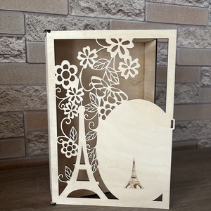 Párizs doboz, Otthon & Életmód, Dekoráció, Asztal és polc dekoráció, Díszdoboz, Famegmunkálás, Gravírozás, pirográfia, MESKA