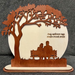 Gravírozott sziluett tábla pároknak, Esküvő, Dekoráció, Tábla & Jelzés, Gravírozás, pirográfia, Famegmunkálás, MESKA