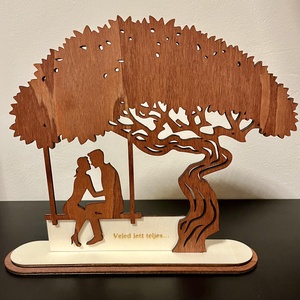 Gravírozott sziluett tábla pároknak, Esküvő, Dekoráció, Asztaldísz, Gravírozás, pirográfia, MESKA