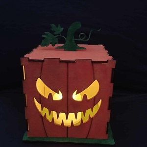 Fa Halloween töklámpás doboz  kézműves dekoráció - otthon & életmód - dekoráció - halloween - halloweeni tök - Meska.hu