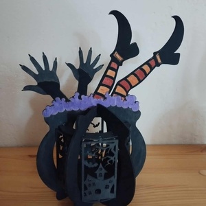 Boszorkány üstben mécsestartó, Otthon & Életmód, Dekoráció, Halloween, Halloweeni lámpás, Gravírozás, pirográfia, MESKA