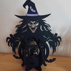 Boszorkányos mécsestartó (kalapos), Otthon & Életmód, Dekoráció, Halloween, Halloweeni lámpás, Gravírozás, pirográfia, MESKA