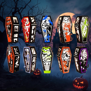 Halloween dekor  gravírozott koporsó dísz, több színben - Meska.hu