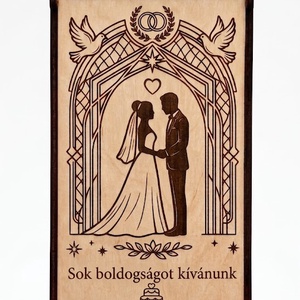 Elegáns Fa Pénzátadó Boríték Esküvőre, Otthon & Életmód, Papír, írószer, Ajándékozás kellékei, Pénzátadó doboz, Gravírozás, pirográfia, MESKA
