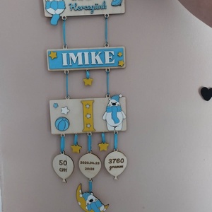 Babaköszöntő falidísz születési adatokkal, Baba - mama, Babaszoba dekoráció, Baba névtábla, Gravírozás, pirográfia, Festészet, MESKA