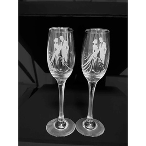 Gravírozott pezsgőspoharak, Esküvő, Emlék & Ajándék, Nászajándék, Esküvői pohár, pohárszett, Gravírozás, pirográfia, MESKA