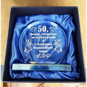 Gravírozott üvegplakett díszdobozban - kellékek & szerszámok - díszíthető tárgyak - üveg - Meska.hu