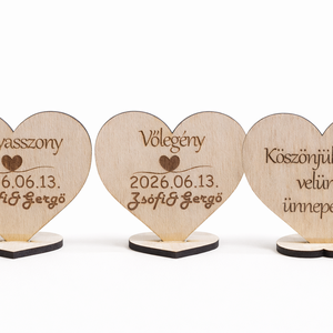Személyre szabható szív alakú ültetőkártya és ajándék esküvőre, Esküvő, Emlék & Ajándék, Köszönőajándék, Famegmunkálás, MESKA