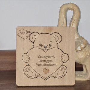 Keresztszülő felkérő és emlék – névre szóló gravírozott fa , Baba - mama, Keresztelő kellékek, Keresztszülő felkérő, Gravírozás, pirográfia, Különleges fa tábla, amely szívhez szóló módon kéri fel a leendő keresztszülőt. 

Kérhető egyedi sz..., MESKA