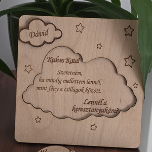 Keresztszülő felkérő és emlék � névre szóló gravírozott fa  - baba - mama - keresztelő kellékek - keresztszülő felkérő - Meska.hu