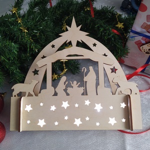 Betlehemes asztaldísz világítással - Meska.hu