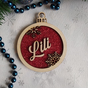 Neves, csillámos, gömb alakú karácsonyfadísz - Meska.hu