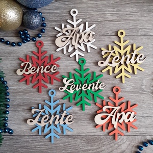 Neves hópehely - karácsony - karácsonyi lakásdekoráció - karácsonyfadíszek - Meska.hu