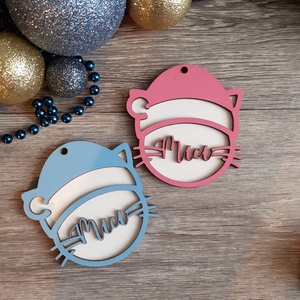 Cica fejes  karácsonyfadísz - karácsony - karácsonyi lakásdekoráció - karácsonyfadíszek - Meska.hu