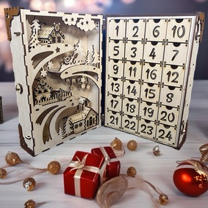 Könyv adventi naptár, Karácsony, Adventi díszek, Adventi naptár, Gravírozás, pirográfia, MESKA