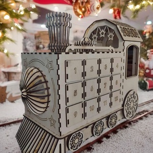 Mozdony adventi naptár, Karácsony, Adventi díszek, Adventi naptár, Gravírozás, pirográfia, MESKA
