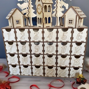 Falu adventi naptár, Karácsony, Adventi díszek, Adventi naptár, Gravírozás, pirográfia, MESKA