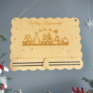 Adventi visszaszámláló tábla, Karácsony, Adventi díszek, Adventi naptár, Gravírozás, pirográfia, MESKA