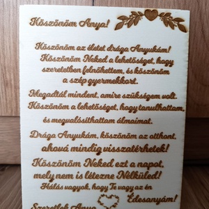 Esküvői Szülőköszöntő Ajándék Édesanyáknak � Lézergravírozott Fatábla (20x30 cm) - Meska.hu
