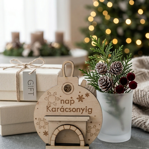 Fa Karácsonyi Visszaszámláló � Kandallós Lézergravírozott Adventi Dísz - karácsony - adventi díszek - adventi naptár - Meska.hu