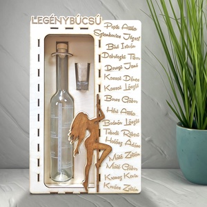 legénybúcsúra gravírozott doboz+pohár+ üveg, Esküvő, Legénybúcsú, Gravírozás, pirográfia, MESKA