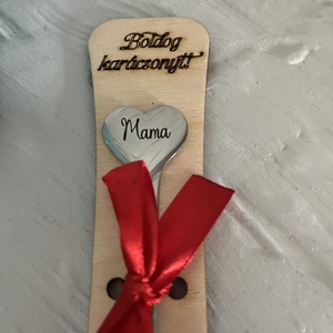 Fém kiskanál szívvel - karácsony - karácsonyi ajándékozás - karácsonyi képeslap, üdvözlőlap, ajándékkísérő - Meska.hu