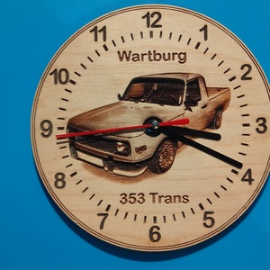 Wartburg 353 Trans mintás falióra. (Nagyminta.), Otthon & Életmód, Dekoráció, Fali és függő dekoráció, Falióra & óra, Gravírozás, pirográfia, MESKA
