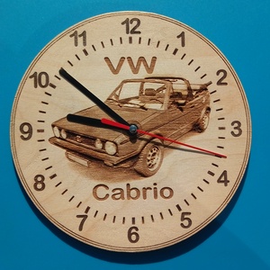 VW, VolksWagen Golf I ( 1 ) cabrio mintás falióra. Golfos, vws, volkswagenes képpel. - otthon & életmód - dekoráció - fali és függő dekoráció - falióra & óra - Meska.hu