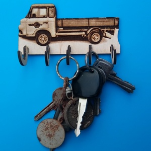 Barkas mintás fali, gravírozott, akasztós, kulcstartó. Platós B1000 barkasos képpel. Karácsonyi ajándék veterános úrnak. - otthon & életmód - dekoráció - fali és függő dekoráció - fali kulcstartó - Meska.hu