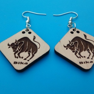 Horoszkóp, BIKA mintás fülbevaló. Ikres, ikrekes, horoszkópos csillagjegyes függő. Valentin ajándék. - ékszer - fülbevaló - lógó fülbevaló - Meska.hu