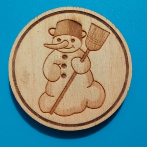 Hóember mintás hűtőmágnes. , Otthon & Életmód, Konyhafelszerelés, tálalás, Konyhai dekoráció, Hűtőmágnes, Gravírozás, pirográfia, MESKA