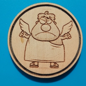 Mérges Angyal mintás hűtőmágnes.  , Otthon & Életmód, Konyhafelszerelés, tálalás, Konyhai dekoráció, Hűtőmágnes, Gravírozás, pirográfia, MESKA