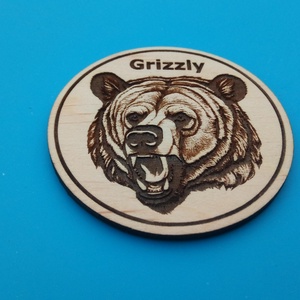 Grizzly medve mintás hűtőmágnes.  - esküvő - ékszer - fülbevaló - Meska.hu