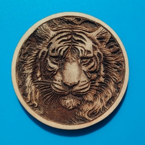 Tigris fej mintás hűtőmágnes. , Otthon & Életmód, Konyhafelszerelés, tálalás, Konyhai dekoráció, Hűtőmágnes, Gravírozás, pirográfia, MESKA