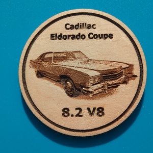 Cadillac Eldorado mintás hűtőmágnes. , Otthon & Életmód, Konyhafelszerelés, tálalás, Konyhai dekoráció, Hűtőmágnes, Gravírozás, pirográfia, MESKA