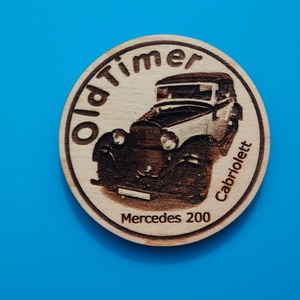 Mercedes 200 cabiolet mintás hűtőmágnes. , Otthon & Életmód, Konyhafelszerelés, tálalás, Konyhai dekoráció, Hűtőmágnes, Gravírozás, pirográfia, MESKA