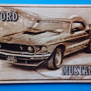 FORD Mustang falikép, amerikai autós találkozó résztvevőknek. Veterán őrülteknek. - otthon & életmód - dekoráció - kép & falikép - fából készült kép - Meska.hu