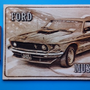FORD Mustang falikép, amerikai autós találkozó résztvevőknek. Veterán őrülteknek. - otthon & életmód - dekoráció - kép & falikép - fából készült kép - Meska.hu