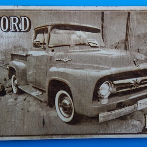 FORD F100 falikép (kaktusz hátteres), amerikai autós találkozó résztvevőknek. Veterán őrülteknek., Otthon & Életmód, Dekoráció, Kép & Falikép, Fából készült kép, Gravírozás, pirográfia, MESKA