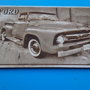 FORD F100 falikép (kaktusz hátteres), amerikai autós találkozó résztvevőknek. Veterán őrülteknek. - otthon & életmód - dekoráció - kép & falikép - fából készült kép - Meska.hu