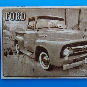 FORD F100 falikép (kaktusz hátteres), amerikai autós találkozó résztvevőknek. Veterán őrülteknek. - otthon & életmód - dekoráció - kép & falikép - fából készült kép - Meska.hu